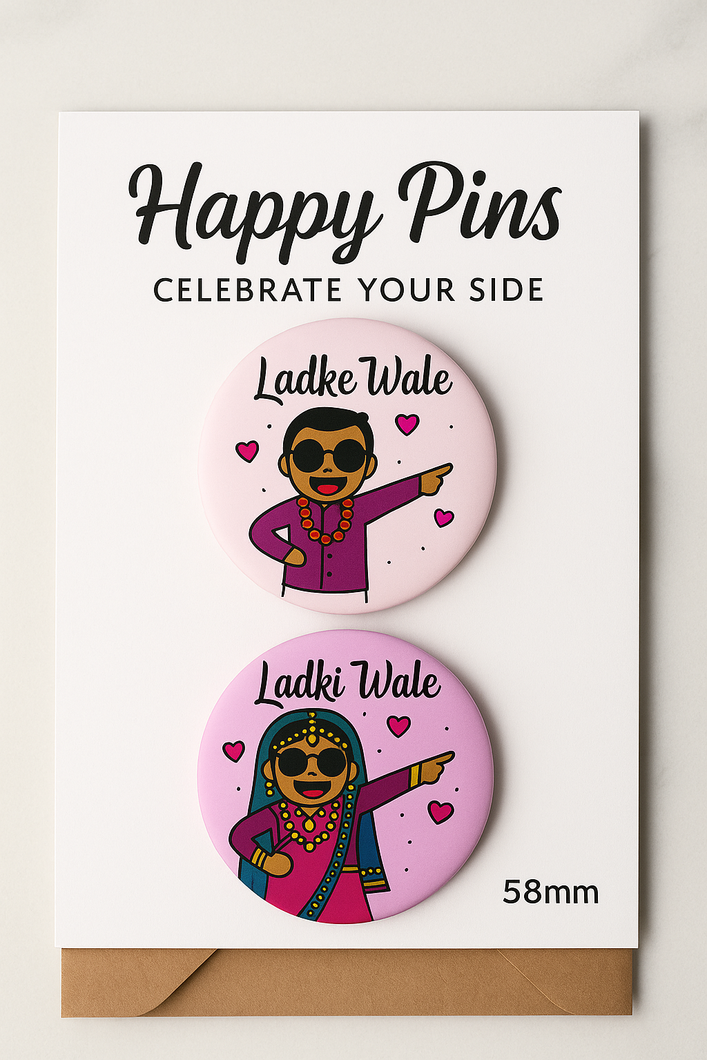 Set of 20 | Ladki wale-Lake wale - Photo Pin Badge | 58 mm | - Image 4