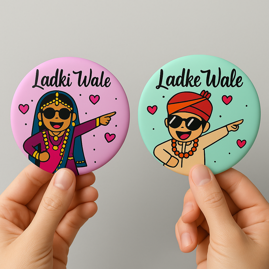 Set of 20 | Ladki wale-Lake wale - Photo Pin Badge | 58 mm | - Image 3